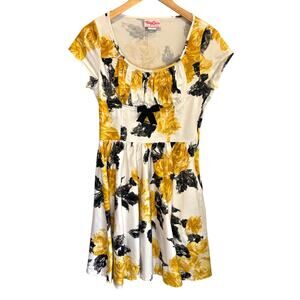 Pinup Couture Yellow Floral Fit & Flare Mini Dress - size Large